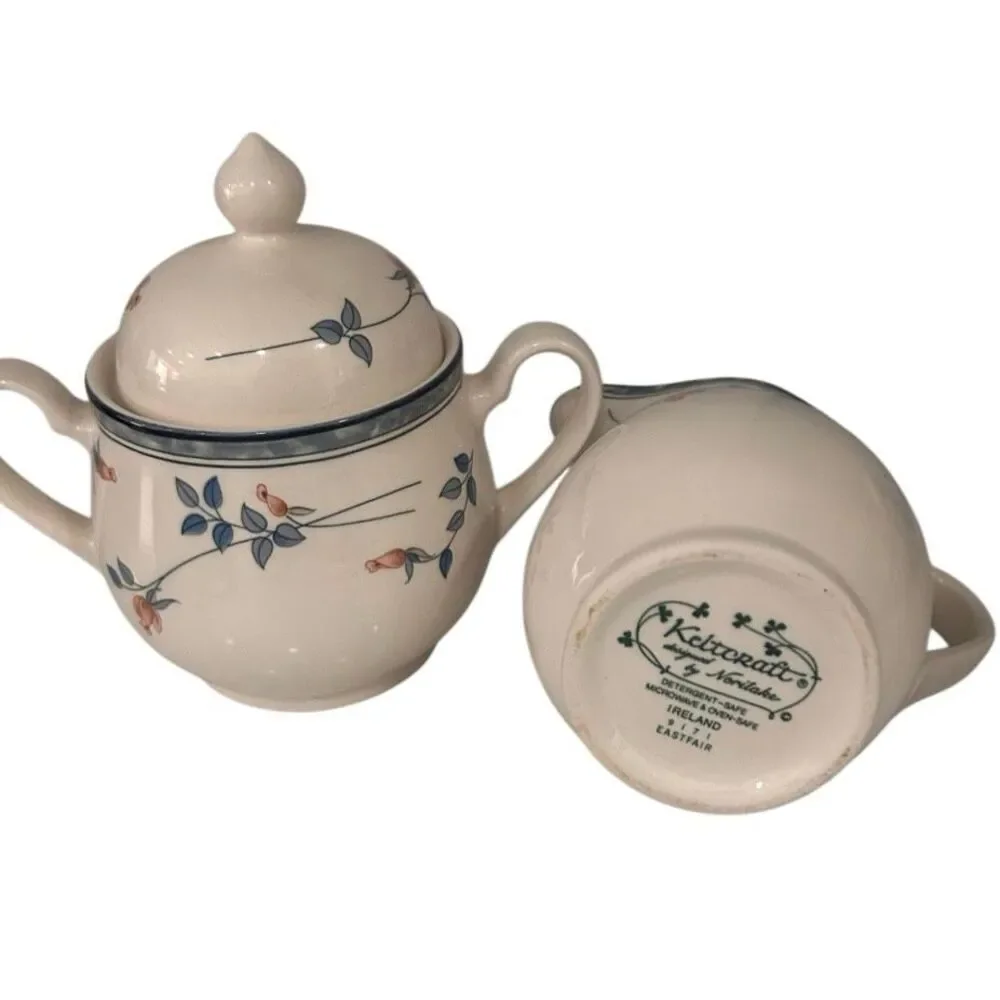 Vintage Noritake Keltcraft Eastfair Creamer and Sugar Bowl Set White Porcelain